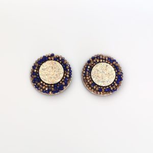 lobe earrings in cork and crystals